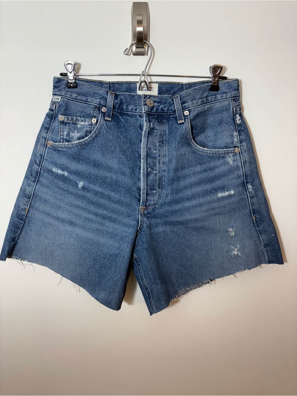 Citizen of Humanity Blue High Rise Distressed Denim Jean Shorts 27